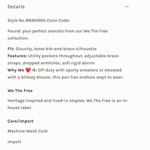 New We The Free Way Back Overall Brown Relaxed Fit S - Picture 11 of 11